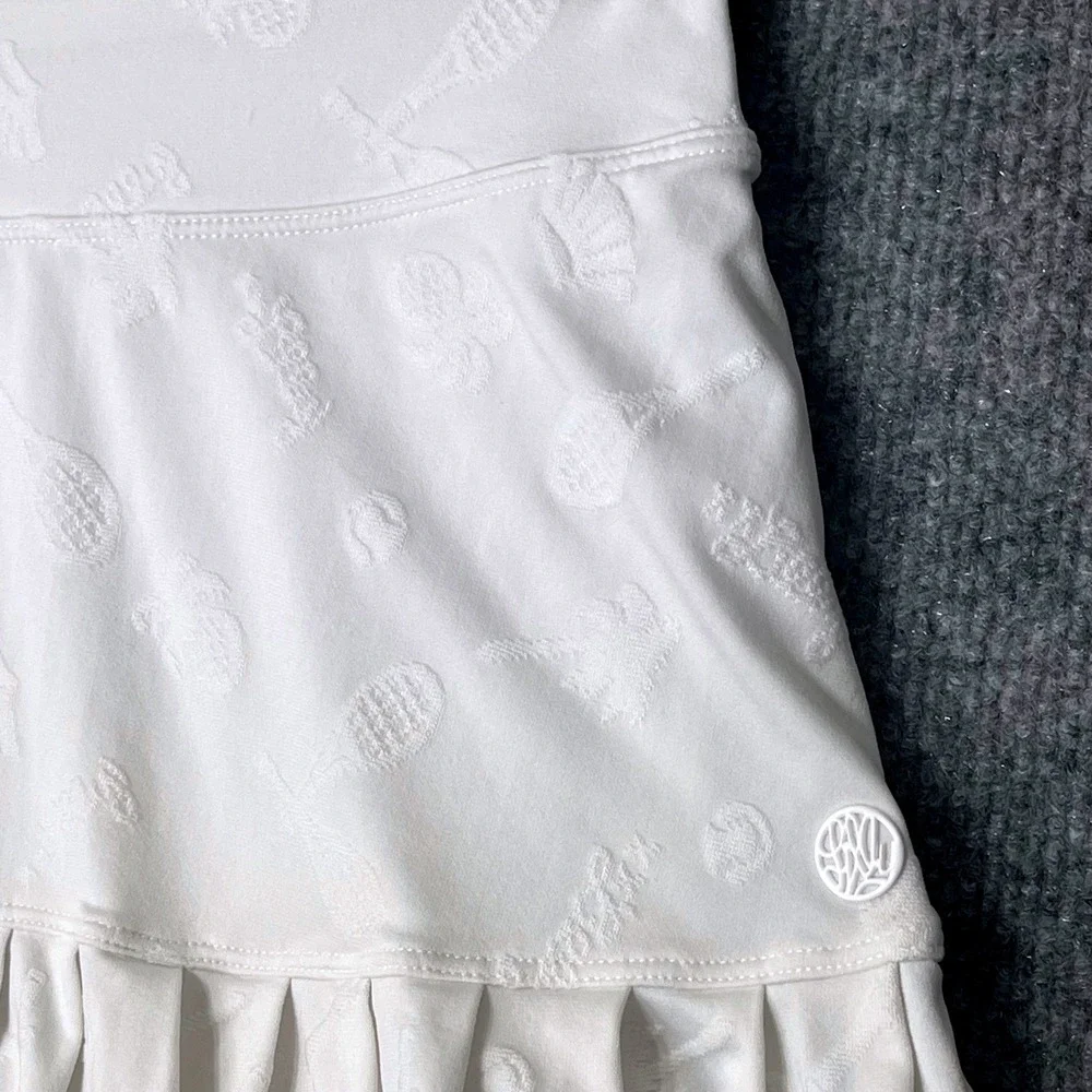 Lilly Pulitzer Luxletic White Tennis Skort Jacquard Pineapple Racket Small Lined